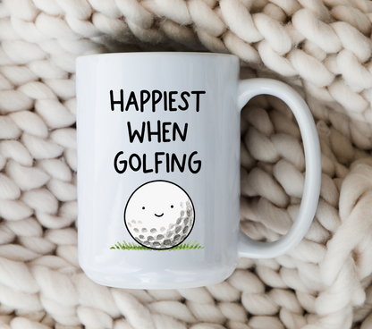 Funny Golf Mug • Golfer Coffee Cup • Happiest Golfing Mug • Golf Lover Gift • Cute Golf Drinkware • Golf Dad Gift • Golf Enthusiast Cup