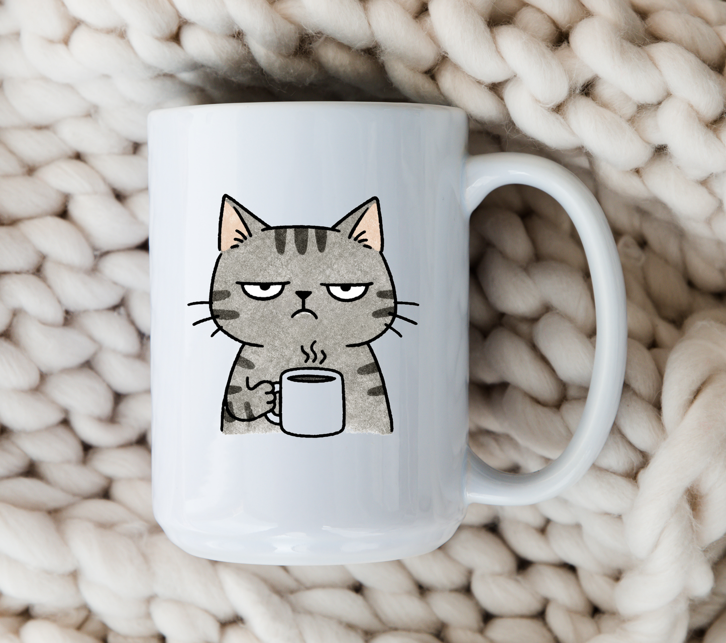 Grumpy Cat Mug • Funny Cat Coffee Cup • Not a Morning Person Mug • Cat Lover Gift for Her • Cat Mom Drinkware