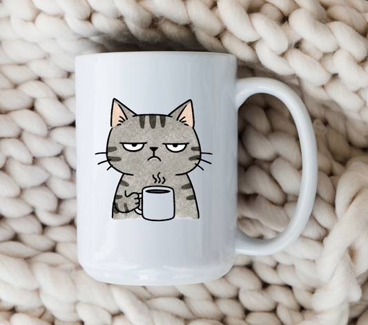 Grumpy Cat Mug • Funny Cat Coffee Cup • Not a Morning Person Mug • Cat Lover Gift for Her • Cat Mom Drinkware