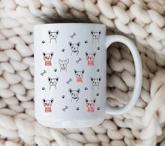 Cartoon French Bulldog Mug • Cute Frenchie Coffee Cup • French Bulldog Gift • Dog Lover Mug • Pet Parent Drinkware