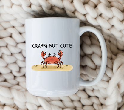 Funny Crabby But Cute Mug • Cartoon Crab Coffee Cup • Cute Beach Mug • Summer Coastal Gift • Crab Lover Drinkware