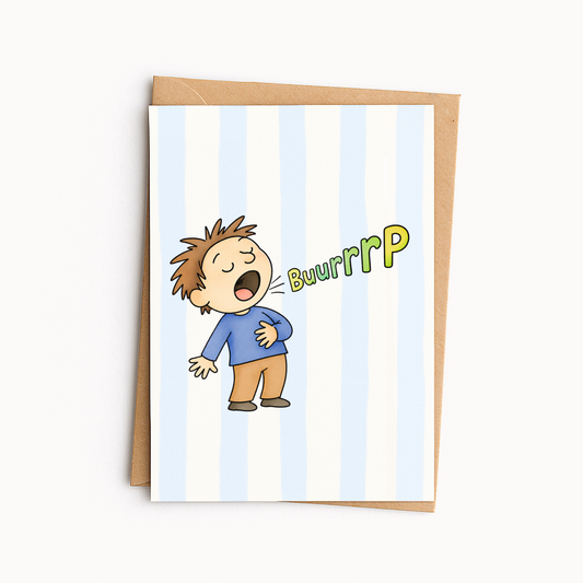 Funny Burp Day Card • Pun Birthday Card • Cute Joke Greeting Card • Silly Birthday Humor Card • Food Pun Card