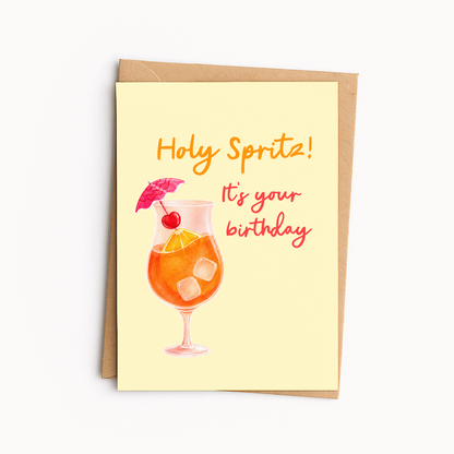 Funny Spritz Birthday Card • Cocktail Pun Birthday Card • Cute Drink Greeting Card • Silly Birthday Humor for Friends