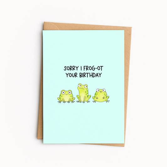 Funny Frog Birthday Card • Cute Cartoon Frog Pun Card • Frog Greeting Card • Belated Birthday Card • Funny Animal Card