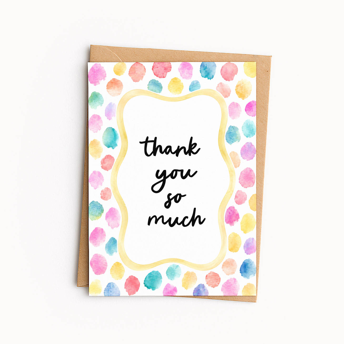 Thank You So Much Card • Cute Watercolor Dots Thank You Card • Gratitude Appreciation Card • Colorful Thank You Greeting