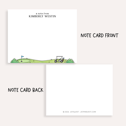 Personalized Golf Stationery • Golf Cart Notecard Set • Custom Name Note Cards • Golfer Thank You Cards • Golf Gift Set of 12
