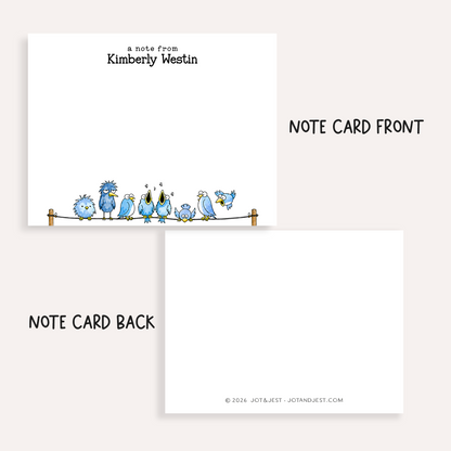 Personalized Bird Stationery Set • Custom Name Flat Notecards • Cute Bird Thank You Cards • Monogram Stationery • Set of 12