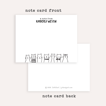 Personalized Cat Stationery Set • Custom Name Flat Notecards • Minimalist Cat Thank You Cards • Cat Lover Gift • Set of 12