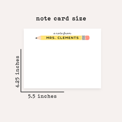 Personalized Teacher Stationery Set • Custom Name Flat Note Cards • Teacher Gift • Customized Notecards • Set of 12