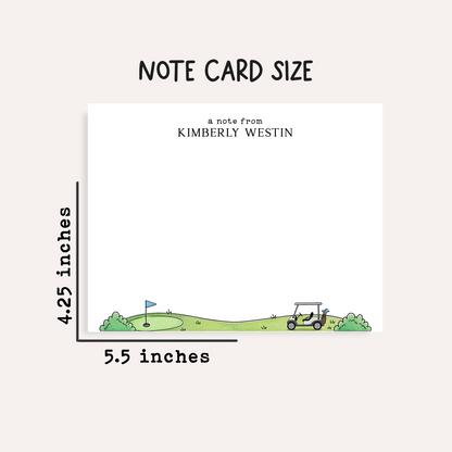 Personalized Golf Stationery • Golf Cart Notecard Set • Custom Name Note Cards • Golfer Thank You Cards • Golf Gift Set of 12