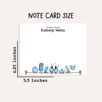 Personalized Bird Stationery Set • Custom Name Flat Notecards • Cute Bird Thank You Cards • Monogram Stationery • Set of 12