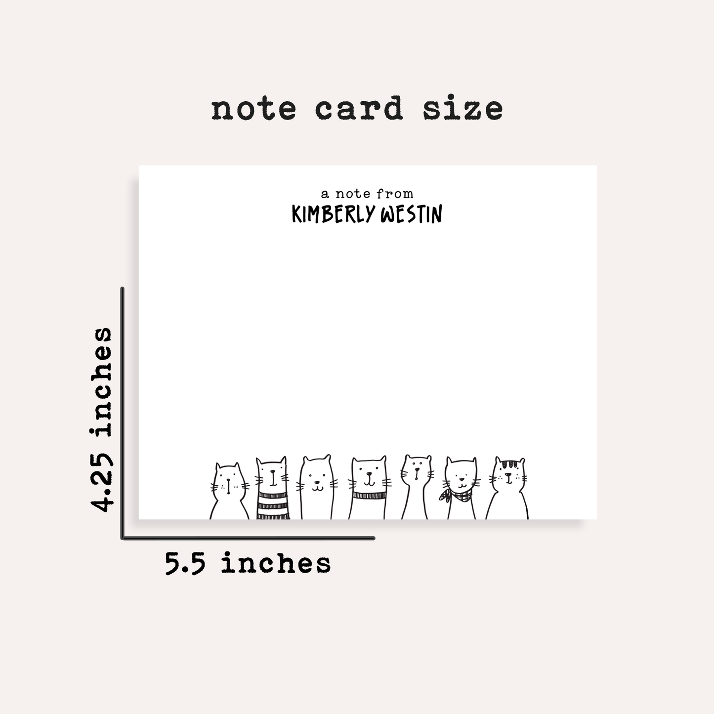 Personalized Cat Stationery Set • Custom Name Flat Notecards • Minimalist Cat Thank You Cards • Cat Lover Gift • Set of 12
