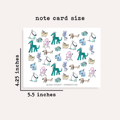 Personalized Dog Stationery Set • Custom Name Flat Notecards • Cute Cartoon Dog Thank You Cards • Dog Lover Gift • Set of 12
