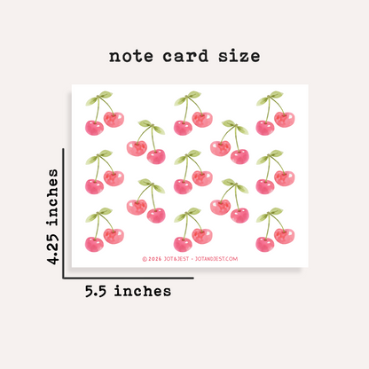 Personalized Cherry Stationery Set • Custom Name Flat Notecards • Cute Cherry Thank You Cards • Custom Stationery Gift • Set of 12