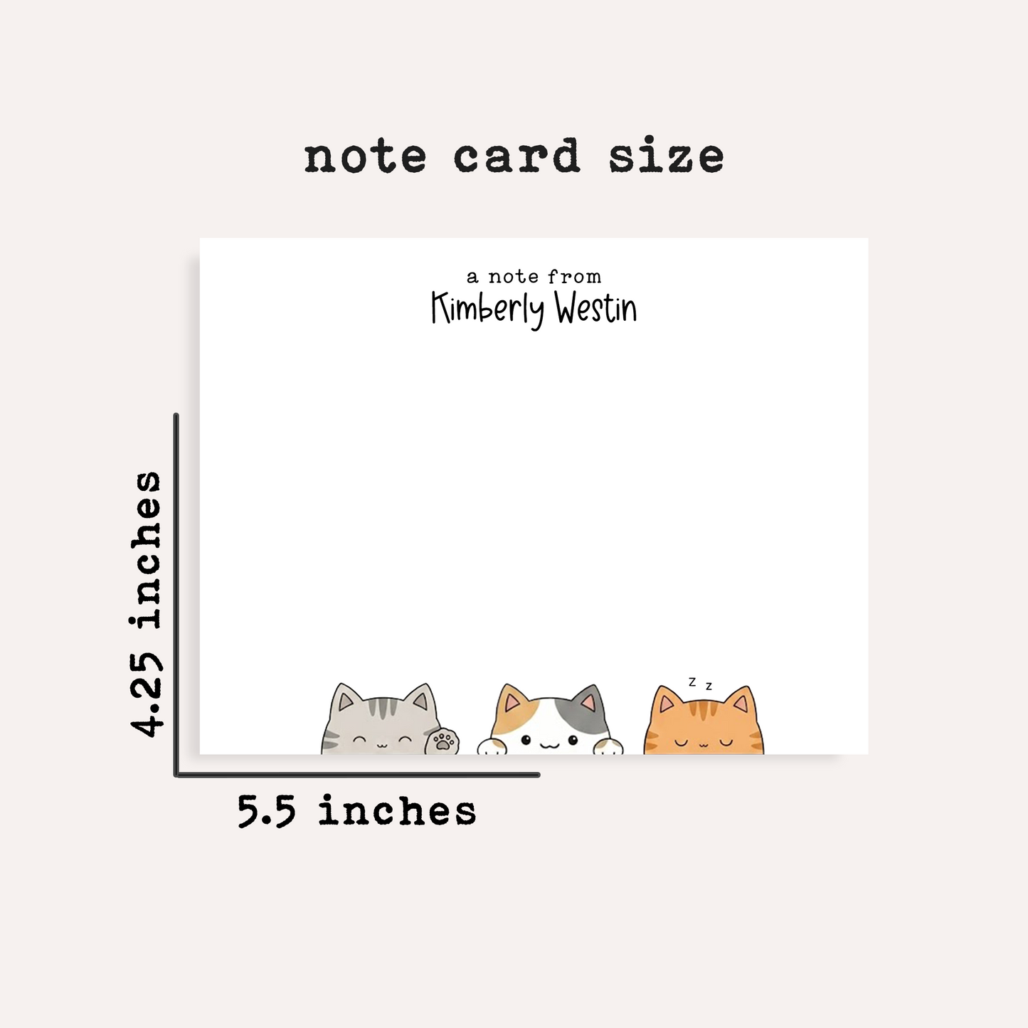 Personalized Cat Stationery Set • Custom Name Flat Notecards • Cute Cat Thank You Cards • Cat Lover Gift • Set of 12