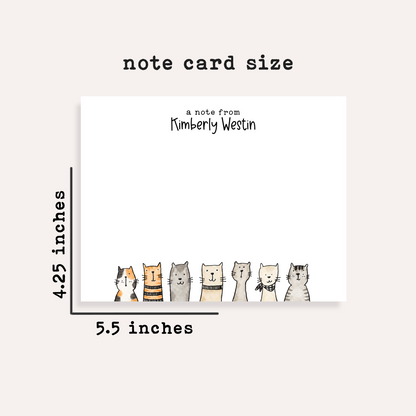 Personalized Cat Stationery Set • Custom Name Flat Notecards • Minimalist Cat Thank You Cards • Cat Lover Gift • Set of 12