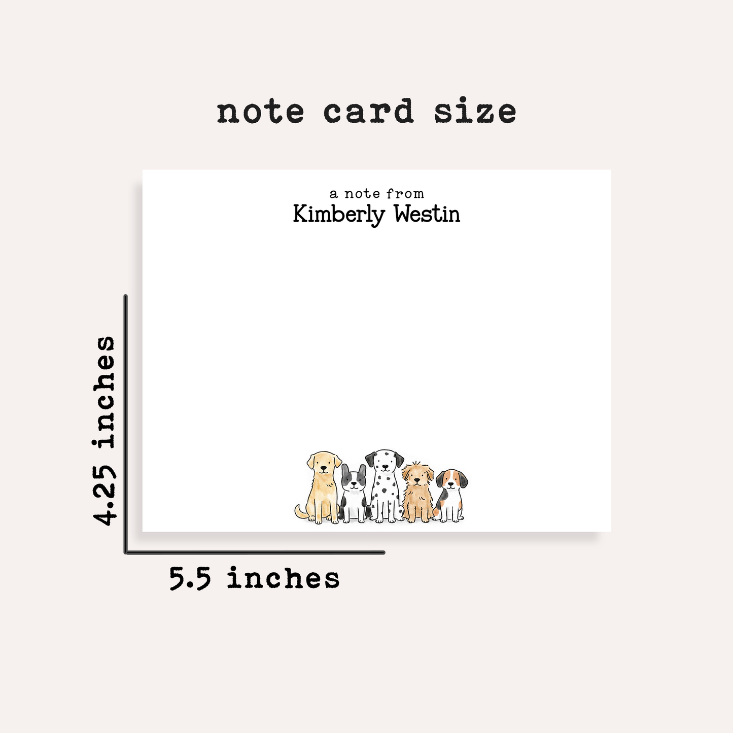 Personalized Dog Stationery Set • Custom Dog Notecards • Cute Cartoon Dog Flat Note Cards • Thank You Notes • Custom Name • Set of 12