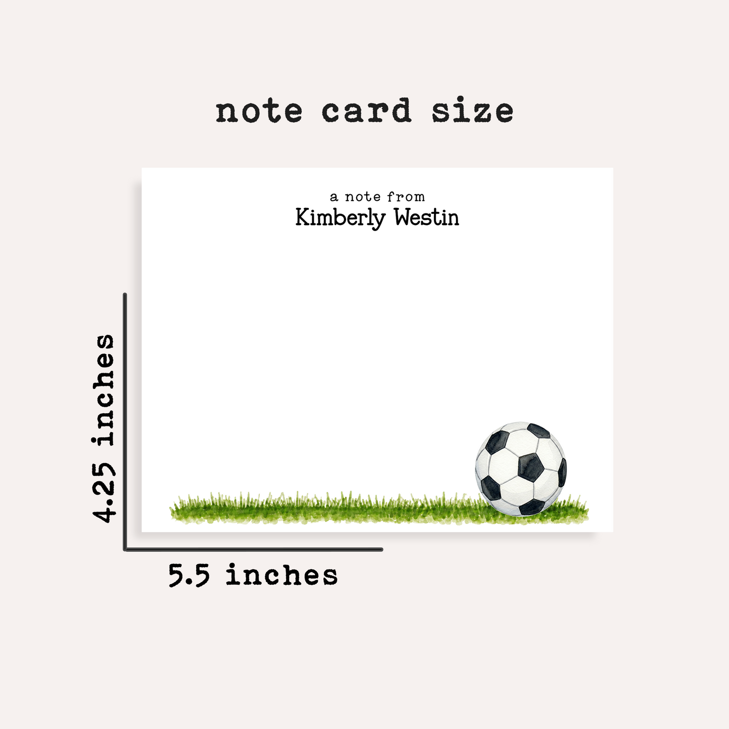 Personalized Soccer Stationery • Soccer Notecard Set • Custom Name Note Cards • Soccer Thank You Cards • Set of 12
