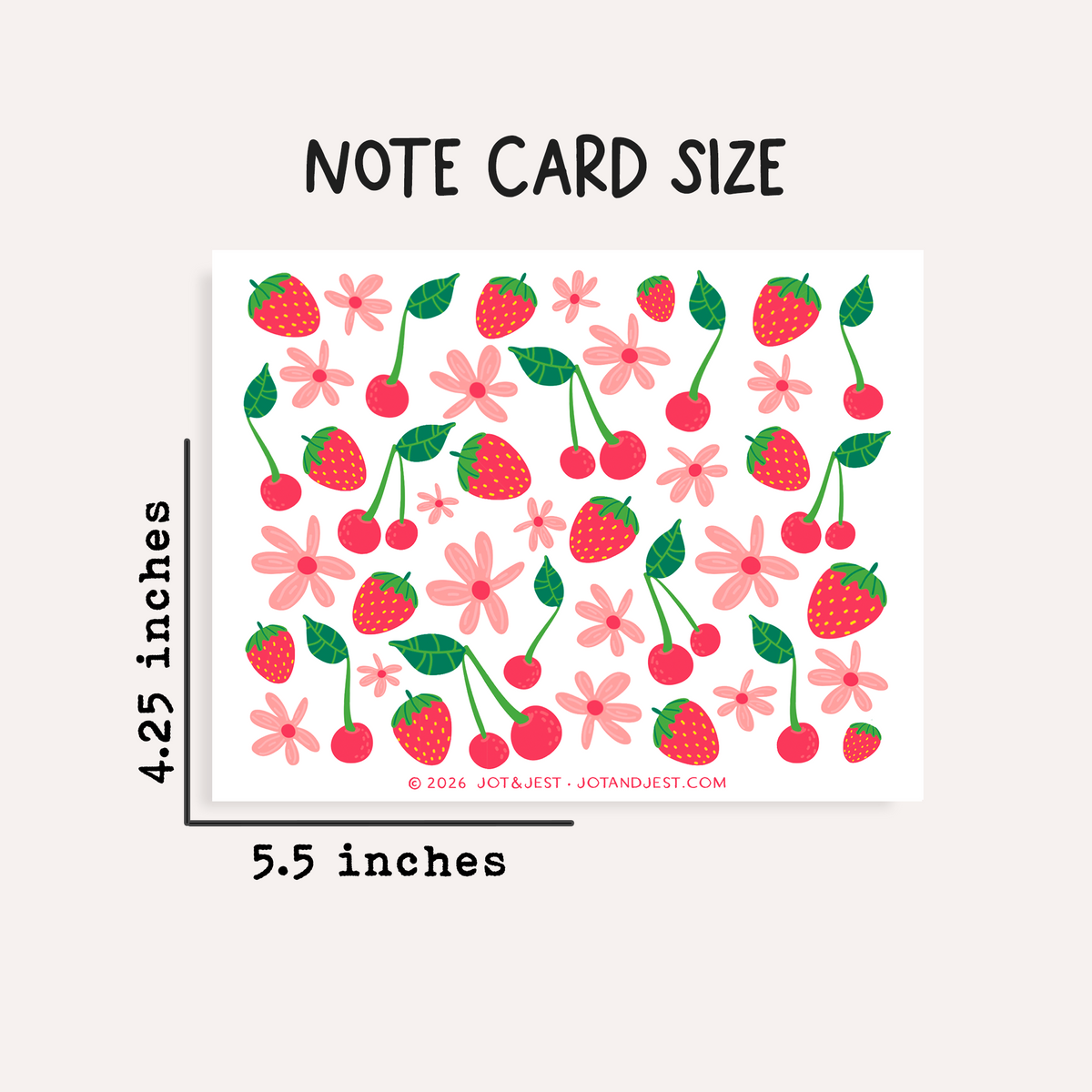 Personalized Cherry Strawberry Stationery Set • Custom Name Flat Notecards • Fruit Thank You Cards • Cute Stationery Gift • Set of 12