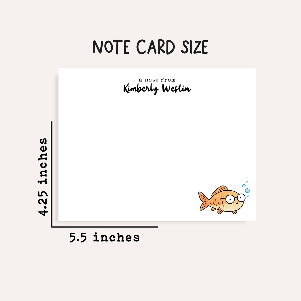 Personalized Fish Bowl Stationery Set • Custom Name Flat Notecards • Cute Goldfish Thank You Cards • Fish Lover Gift • Set of 12