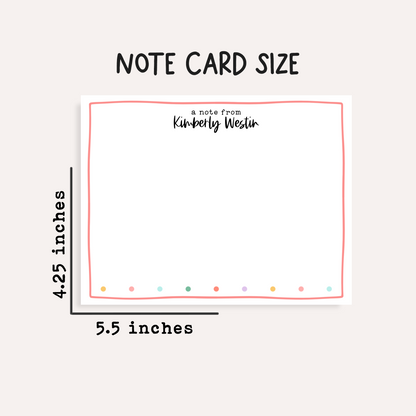 Personalized Polka Dot Stationery • Custom Flat Notecards Set of 12 • Name Stationery Gift • Thank You Notes • Rainbow Dots