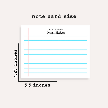 Personalized Teacher Stationery • Loose Leaf Notecard Set • Custom Name Note Cards • Teacher Thank You Cards • Classroom Gift • Set of 12