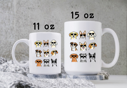 Cool Dogs Mug • Cute Dog Coffee Cup • Funny Dog Lover Gift • Dog Mom Mug • Cartoon Dog Drinkware • Pet Lover Cup