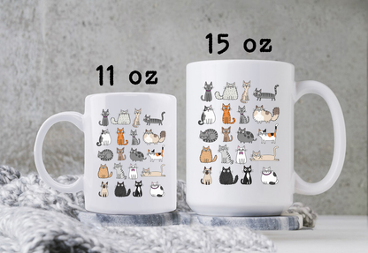 Whimsical Cat Mug • Cute Cat Coffee Cup • Funny Cat Lover Gift • Cat Mom Mug • Adorable Cartoon Kitty Cup • Pet Lover Gift