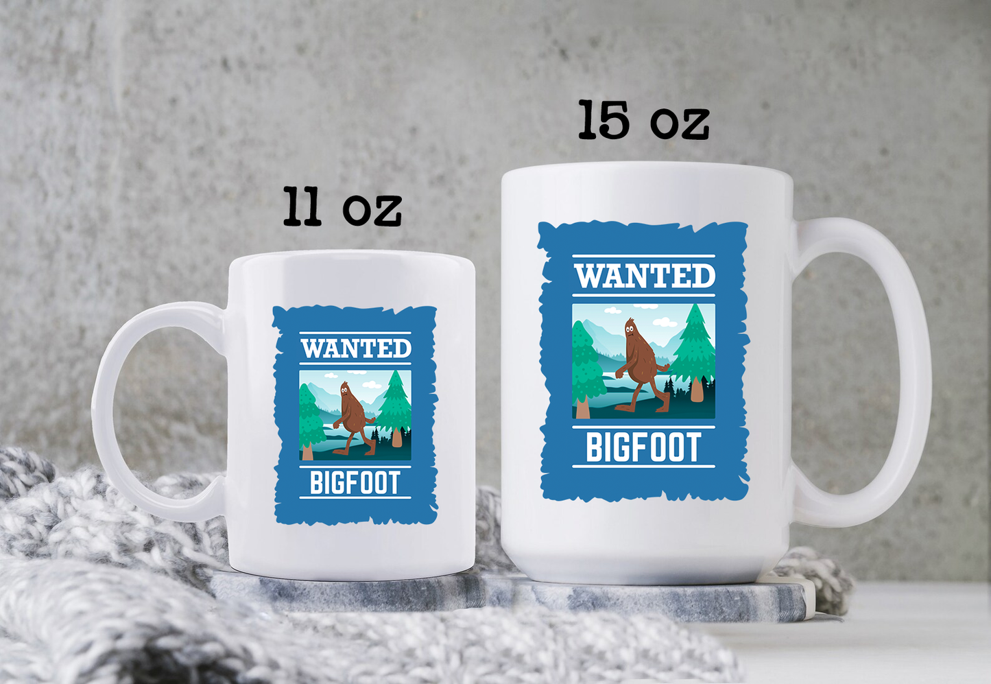 Wanted Poster Bigfoot Mug Sasquatch Coffee Cup