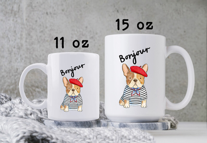 Parisian French Bulldog Mug • Cute Frenchie Coffee Cup • French Bulldog Gift • Dog Lover Mug • Frenchie Drinkware
