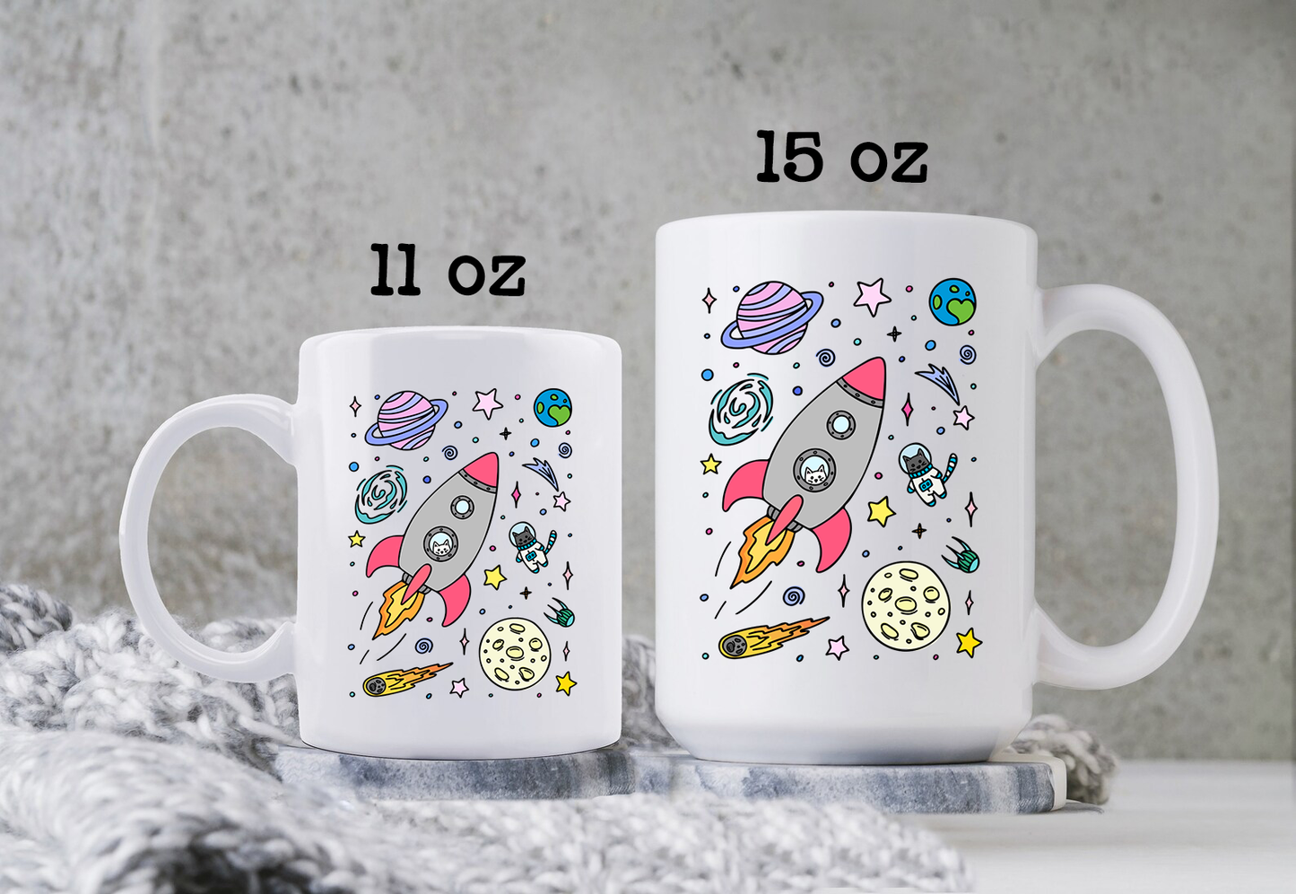 Space Cats Mug Cat Lover Gift Funny Cat Coffee Cup for Cat Moms Astronaut Cat Gift Cat Owner