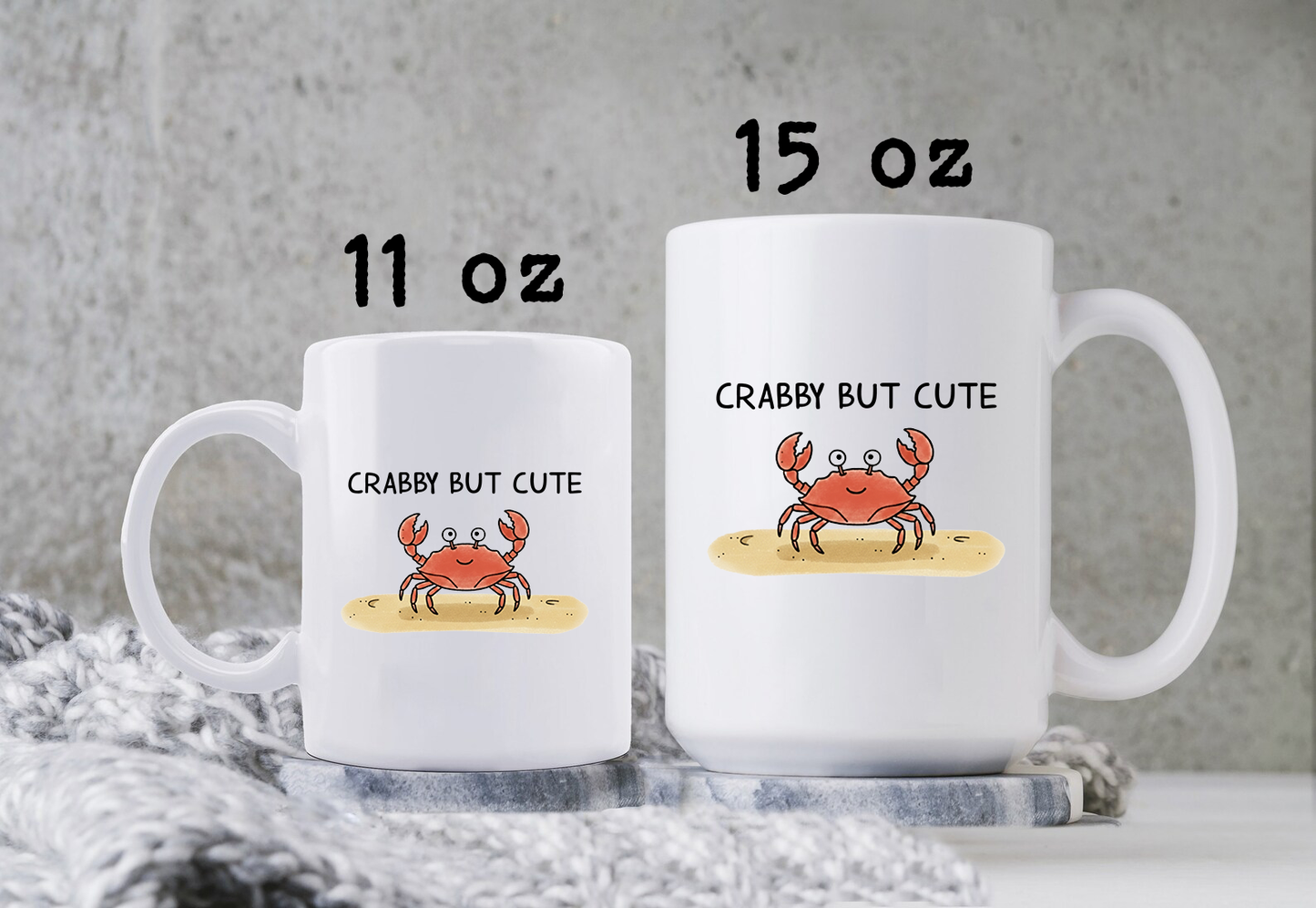 Funny Crabby But Cute Mug • Cartoon Crab Coffee Cup • Cute Beach Mug • Summer Coastal Gift • Crab Lover Drinkware