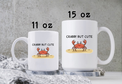 Funny Crabby But Cute Mug • Cartoon Crab Coffee Cup • Cute Beach Mug • Summer Coastal Gift • Crab Lover Drinkware