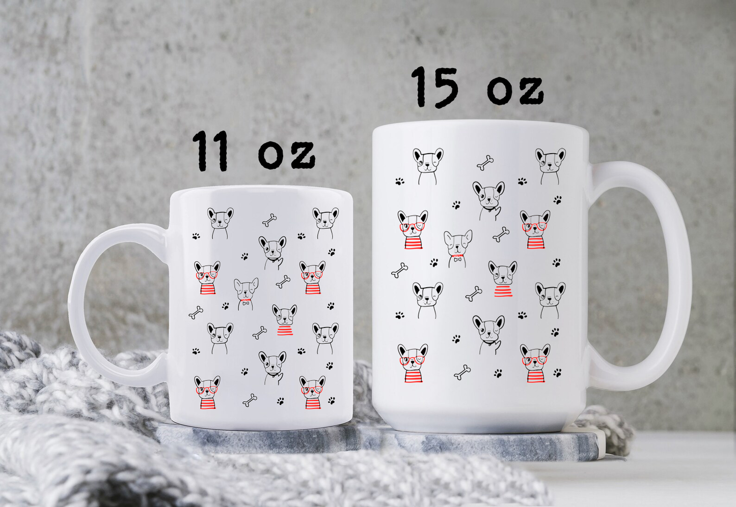 Cartoon French Bulldog Mug • Cute Frenchie Coffee Cup • French Bulldog Gift • Dog Lover Mug • Pet Parent Drinkware