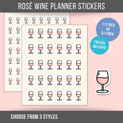 Wine Planner Sticker • Red Rosé White Wine Icon • Happy Hour Reminder • Wine Lover Calendar Label • Drink Planner Sticker