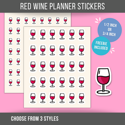 Wine Planner Sticker • Red Rosé White Wine Icon • Happy Hour Reminder • Wine Lover Calendar Label • Drink Planner Sticker
