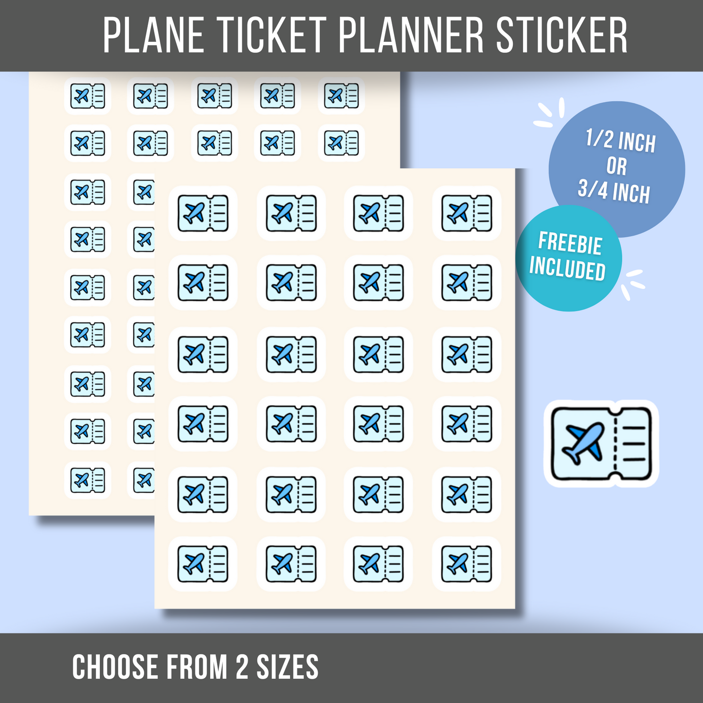 Plane Ticket Planner Sticker Flight Reminder Airplane Travel Sticker Vacation Plane Icon Calendar Sticker Mini Sticker