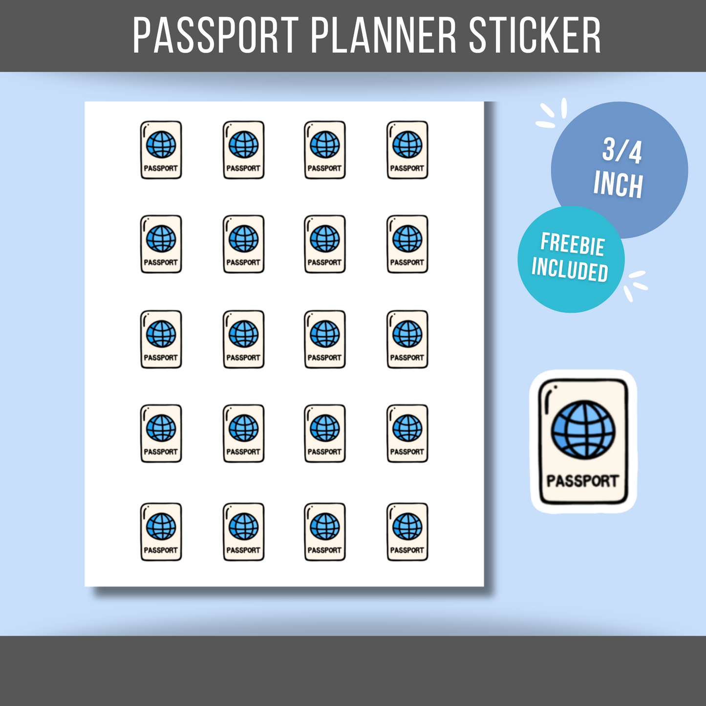 Passport Planner Sticker Flight Reminder International Travel Airplane Travel Sticker Vacation Sticker for Calendar Mini Sticker