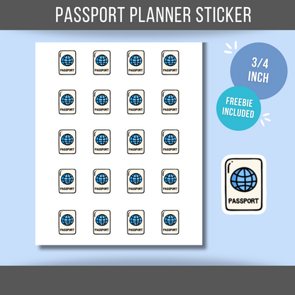 Passport Planner Sticker • Flight Reminder Icon • International Travel Sticker • Vacation Airplane Label • Mini Calendar Planner Sticker