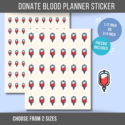 Blood Donation Planner Sticker • Donate Blood Reminder • Medical Health Sticker • Infusion Appointment Label • Calendar Planner Sticker