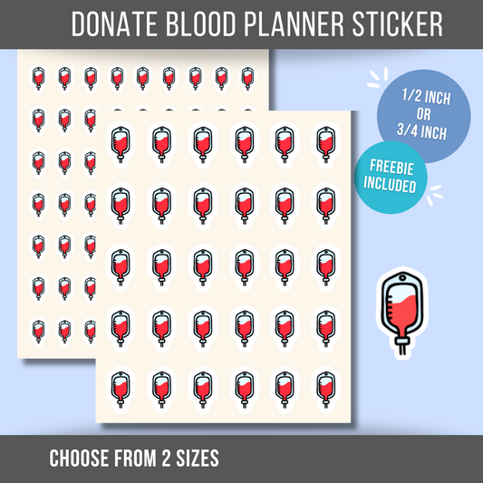 Blood Donation Planner Sticker Donate Blood Reminder Infusion Sticker Health Sticker Medical Sticker for Planner or Calendar