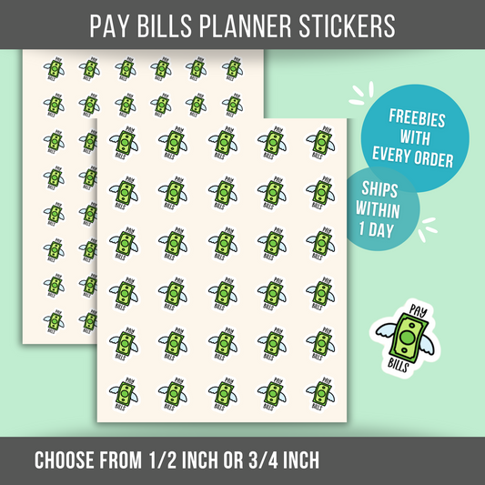 Pay Bills Planner Sticker Money With Wings Mini Sticker Finance Reminder Money Label Payday Sticker