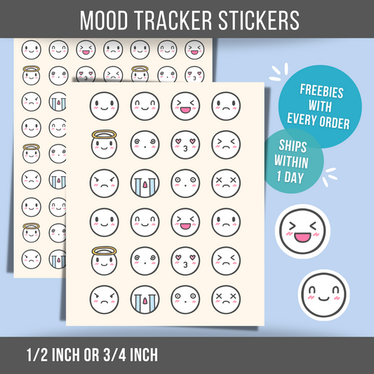 Mood Tracker Planner Sticker Mood Journal Sticker Label Mental Health Self Care Therapy Sticker Emoji Sticker