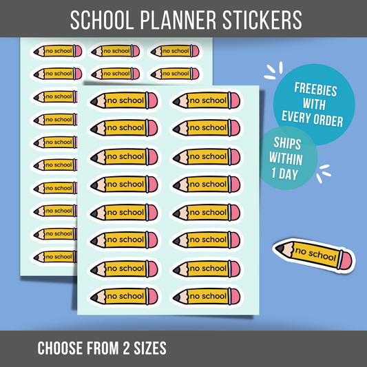 No School Planner Sticker Pencil Label Parents Calendar Daycare Label