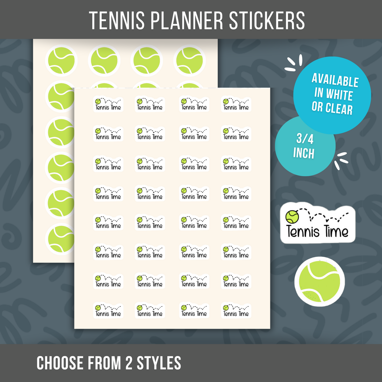 Mini Tennis Planner Sticker Tennis Ball Sticker Calendar