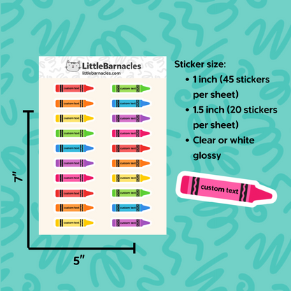 Custom Crayon Name Label Sticker • School Planner Sticker • Kid Name Label • Daycare Organization Label • Personalized Calendar Sticker