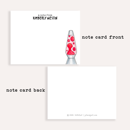 Personalized Lava Lamp Stationery • Groovy 70s Notecard Set • Custom Name Note Cards • Retro Thank You Cards • Set of 12
