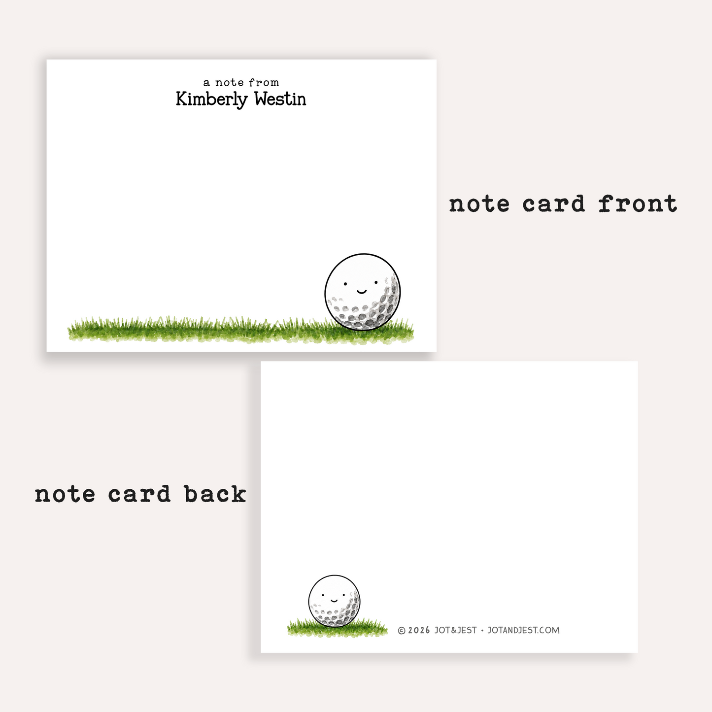 Personalized Happy Golf Ball Stationery • Golf Cart Notecard Set • Custom Name Note Cards • Golfer Thank You Cards • Golf Gift Set of 12