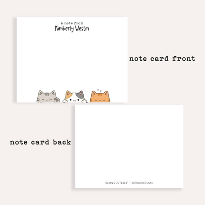 Personalized Cat Stationery Set • Custom Name Flat Notecards • Cute Cat Thank You Cards • Cat Lover Gift • Set of 12