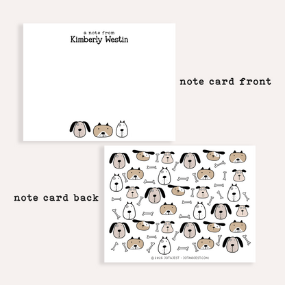 Personalized Cartoon Dog Stationery Set • Custom Name Flat Notecards • Cute Dog Thank You Cards • Dog Lover Gift • Set of 12